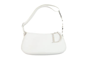 Christian Dior ディオール ショルダー ハンドバッグ ホワイト レザー デカロゴ シルバー金具 中古 51884