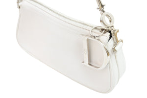 Christian Dior ディオール ショルダー ハンドバッグ ホワイト レザー デカロゴ シルバー金具 中古 51884