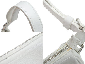 Christian Dior ディオール ショルダー ハンドバッグ ホワイト レザー デカロゴ シルバー金具 中古 51884