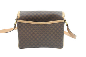 CELINE セリーヌ ショルダーバッグ ヴィンテージマカダム柄 ブラウン ゴールド金具 PVC レザー 美品 中古 51887