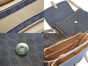 CELINE セリーヌ ショルダーバッグ ヴィンテージマカダム柄 ブラウン ゴールド金具 PVC レザー 美品 中古 51887