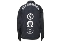 Load image into Gallery viewer, PLEASURES プレジャーズ MARILYN MANSON マリリンマンソン デニムジャケット コットン ブラック ホワイト サイズM 美品 中古 51902
