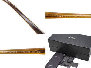 極美品 PRADA プラダ サングラス 55□17 140 SPR010 F00A8 ブラウン イエロー ゴールド金具 中古 51927