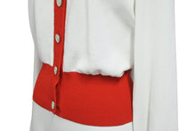 Load image into Gallery viewer, CHANEL シャネル ロゴ カーディガン ホワイト レッド P61534K46819 トップス ココマーク ココボタン サイズ38 良品 中古 51942