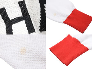 CHANEL シャネル ロゴ カーディガン ホワイト レッド P61534K46819 トップス ココマーク ココボタン サイズ38 良品 中古 51942