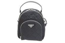 画像をギャラリービューアに読み込む, PRADA プラダ リュック デイパック バックパック 1BZ066 ブラック TESSUTO IMPUNTU シルバー金具 美品 中古 51966