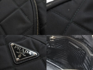 PRADA プラダ リュック デイパック バックパック 1BZ066 ブラック TESSUTO IMPUNTU シルバー金具 美品 中古 51966
