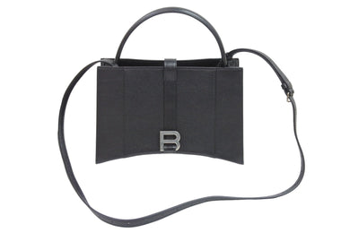 極美品 BALENCIAGA バレンシアガ ハンドバッグ アワーグラス 619669 ブラック シルバー金具 中古 51977