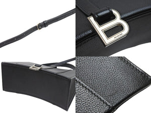 極美品 BALENCIAGA バレンシアガ ハンドバッグ アワーグラス 619669 ブラック シルバー金具 中古 51977