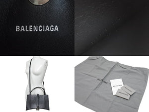 極美品 BALENCIAGA バレンシアガ ハンドバッグ アワーグラス 619669 ブラック シルバー金具 中古 51977