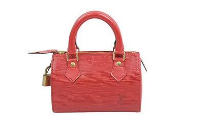 オーダー品 極美品 LOUIS VUITTON ルイヴィトン ハンドバッグ ミニスピーディ エピ レッド ゴールド金具 中古 52004