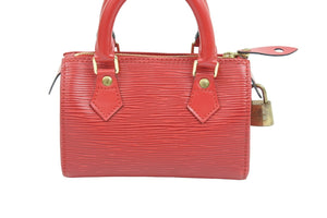 オーダー品 極美品 LOUIS VUITTON ルイヴィトン ハンドバッグ ミニスピーディ エピ レッド ゴールド金具 中古 52004