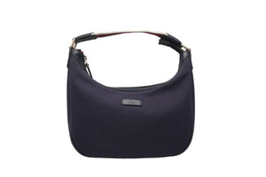 GUCCI グッチ ワンショルダーバッグ A9235658 レザー キャンバス ネイビー ホワイト レッド ゴールド金具 美品 中古 52006