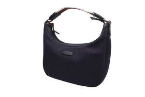 GUCCI グッチ ワンショルダーバッグ A9235658 レザー キャンバス ネイビー ホワイト レッド ゴールド金具 美品 中古 52006
