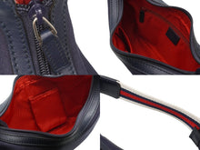 Load image into Gallery viewer, GUCCI グッチ ワンショルダーバッグ A9235658 レザー キャンバス ネイビー ホワイト レッド ゴールド金具 美品 中古 52006