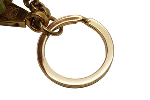 LOEWE ロエベ チャーム アクセサリー 小物 アナグラム ナッパレザー グリーン ゴールド金具 美品 中古 52019