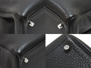エルメス ケリー 35 2WAY ハンドバッグ 内縫 トゴ 黒 ブラック ブルーロワイヤル シルバー金具 □P刻印 美品 中古