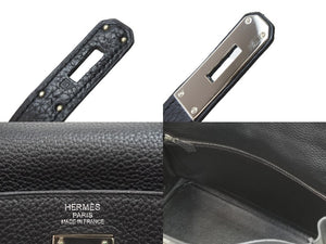 エルメス ケリー 35 2WAY ハンドバッグ 内縫 トゴ 黒 ブラック ブルーロワイヤル シルバー金具 □P刻印 美品 中古