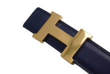 Load image into Gallery viewer, HERMES エルメス Hロゴ ◯Z刻印入り レディースベルト サイズ65 ネイビー系 カーフレザー 中古 52031