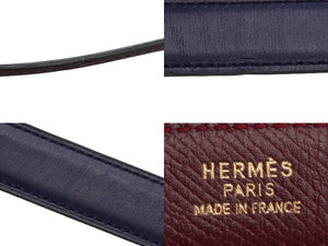HERMES エルメス Hロゴ ◯Z刻印入り レディースベルト サイズ65 ネイビー系 カーフレザー 中古 52031