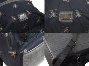 [USED/中古]DOLCE&GABBANA ドルチェアンドガッバーナ リュック・デイパック ネイビー ナイロン レザー シルバー金具 Bランク 中古 52036