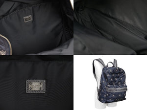 [USED/中古]DOLCE&GABBANA ドルチェアンドガッバーナ リュック・デイパック ネイビー ナイロン レザー シルバー金具 Bランク 中古 52036
