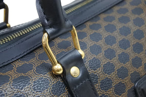 CELINE セリーヌ ハンドバッグ ボストンバック M97/2 マカダム柄 ゴールド金具 PVC レザー ブラック 美品 中古 52037