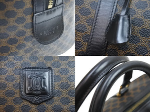 CELINE セリーヌ ハンドバッグ ボストンバック M97/2 マカダム柄 ゴールド金具 PVC レザー ブラック 美品 中古 52037