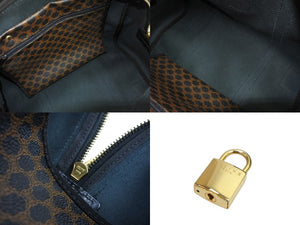 CELINE セリーヌ ハンドバッグ ボストンバック M97/2 マカダム柄 ゴールド金具 PVC レザー ブラック 美品 中古 52037