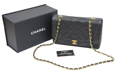 CHANEL シャネル ショルダーバッグ ラムスキン シングルフラップ シングルチェーンバッグ ダイアナ ゴールド金具 美品 中古 52046