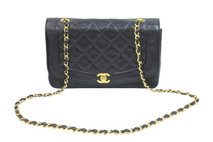 CHANEL シャネル ショルダーバッグ ラムスキン シングルフラップ シングルチェーンバッグ ダイアナ ゴールド金具 美品 中古 52046