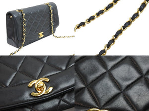 CHANEL シャネル ショルダーバッグ ラムスキン シングルフラップ シングルチェーンバッグ ダイアナ ゴールド金具 美品 中古 52046