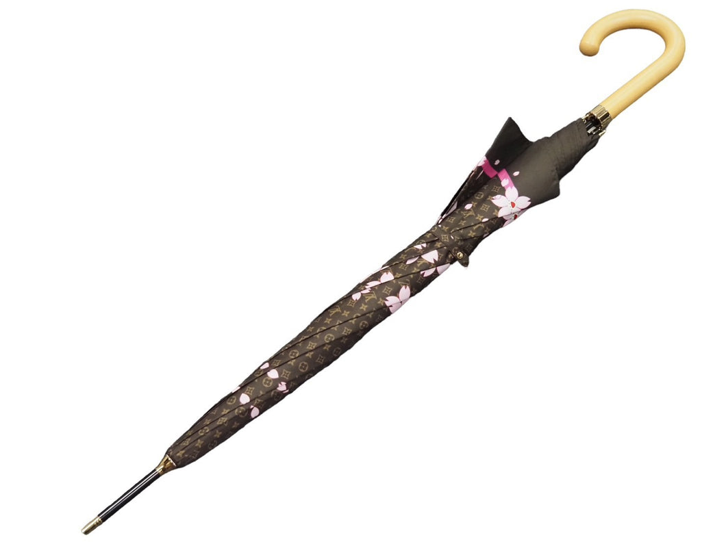 極美品 LOUIS VUITTON ルイ ヴィトン 村上隆 コラボ 傘 モノグラムチェリーブロッサム ジャンプ式 8本骨 M92030 中古 52048