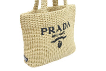 画像をギャラリービューアに読み込む, 極美品 PRADA プラダ ハンドバッグ かごバッグ スモール クロシェ トートバッグ ベージュ RAFIA 1BG422 2A2T F0018 中古 52049