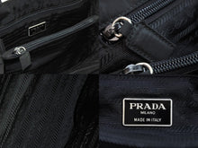 画像をギャラリービューアに読み込む, PRADA プラダ ハンドバッグ ボストンバッグ トートバッグ トライアングルロゴ ナイロン ブラック シルバー 美品 中古 52071