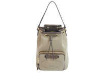 Load image into Gallery viewer, PRADA プラダ ハンドバッグ 巾着バッグ 1BH097 キャンバス ベージュ ブラウン ゴールド金具 美品 中古 52075