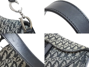 Dior ディオール トロッター ダブルサドル ショルダーバッグ キャンバス×レザー CDロゴ ブラック 美品 中古 52087