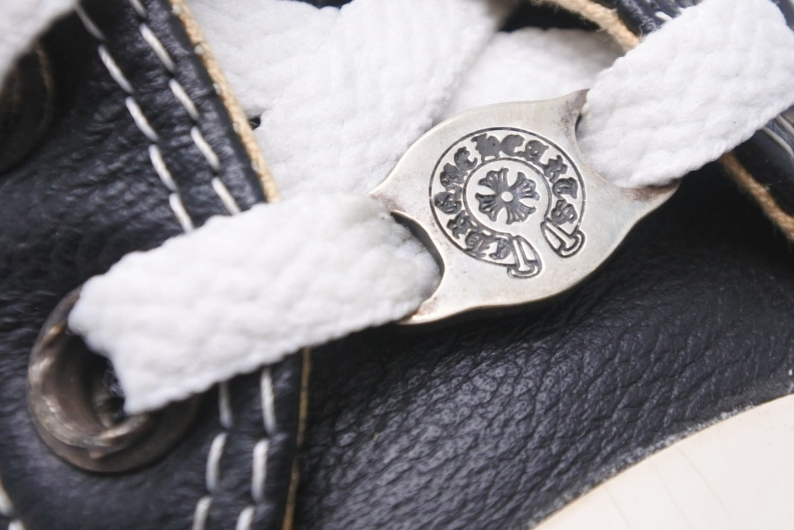CHROME HEARTS クロムハーツ スニーカー コンバース ALL STAR ローカット 23cm シルバ−925 レザー ブラック 美品  52094