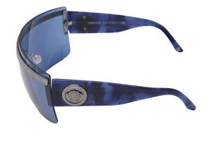 VERSACE ヴェルサーチ サングラス メデゥーサ ロゴ ブルー シルバー メンズ ラグジュアリー ストリート 中古 52100 