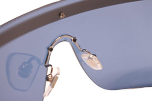 VERSACE ヴェルサーチ サングラス メデゥーサ ロゴ ブルー シルバー メンズ ラグジュアリー ストリート 中古 52100 