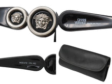 Load image into Gallery viewer, GIANNIVERSACE ジャンヌヴェルサーチ サングラス オーバル メデューサ ロゴ プラスチック メタル ブラック 美品 中古 52102