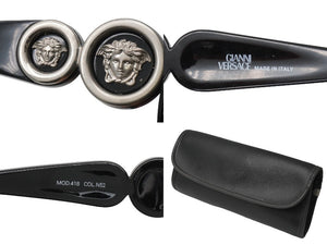GIANNIVERSACE ジャンヌヴェルサーチ サングラス オーバル メデューサ ロゴ プラスチック メタル ブラック 美品 中古 52102