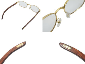 Cartier カルティエ メガネ アイウェア ウッドテンプル ゴールド ヴィンテージ 49/20 135b 美品 中古 52140