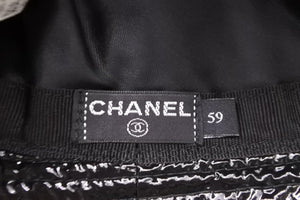 極美品 CHANEL シャネル バケットハット エナメル パテント ブラック プレートロゴ サイズ59 中古 52161