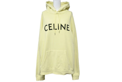 CELINE セリーヌ パーカー フーディ ロゴ 2Y321052H イタリア製 コットン イエロー ブラック シルバー金具 美品 中古 52217