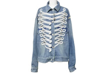 Load image into Gallery viewer, Sacai サカイ ジャケット デニムジャケット DSM限定 sacai gem 18CDGW-54 ブルー ホワイト コットン サイズ3 美品 中古 52223