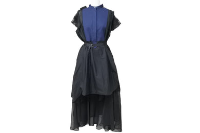 Sacai サカイ ワンピース コットンポプリンロングドレス 18-4141 ポリエステル コットン ブラック ネイビー 1 美品 中古 52224 