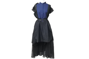 Sacai サカイ ワンピース コットンポプリンロングドレス 18-4141 ポリエステル コットン ブラック ネイビー 1 美品 中古 52224 