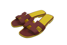 Load image into Gallery viewer, HERMES エルメス オラン サンダル 151213Z サイズ36 レディース ボルドー系 イエロー系 美品 中古 52230