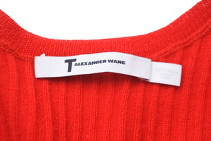 Alexander Wang アレキサンダーワン ニットワンピース マーメイドライン キャミソール ウール コットン レッド 美品 中古 52232 